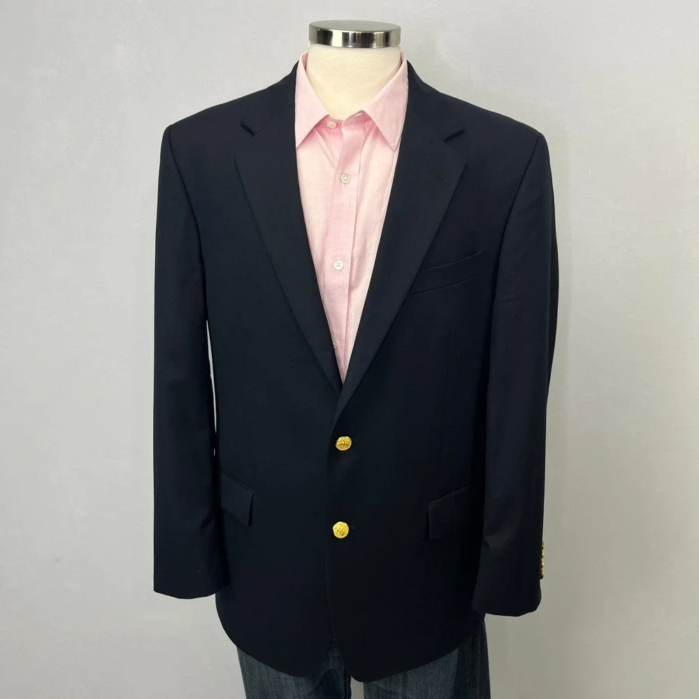 Brooks‎ Brothers 346 Blazer Mens 42L Sheep Gold Button Quiet Luxury Sport Coat